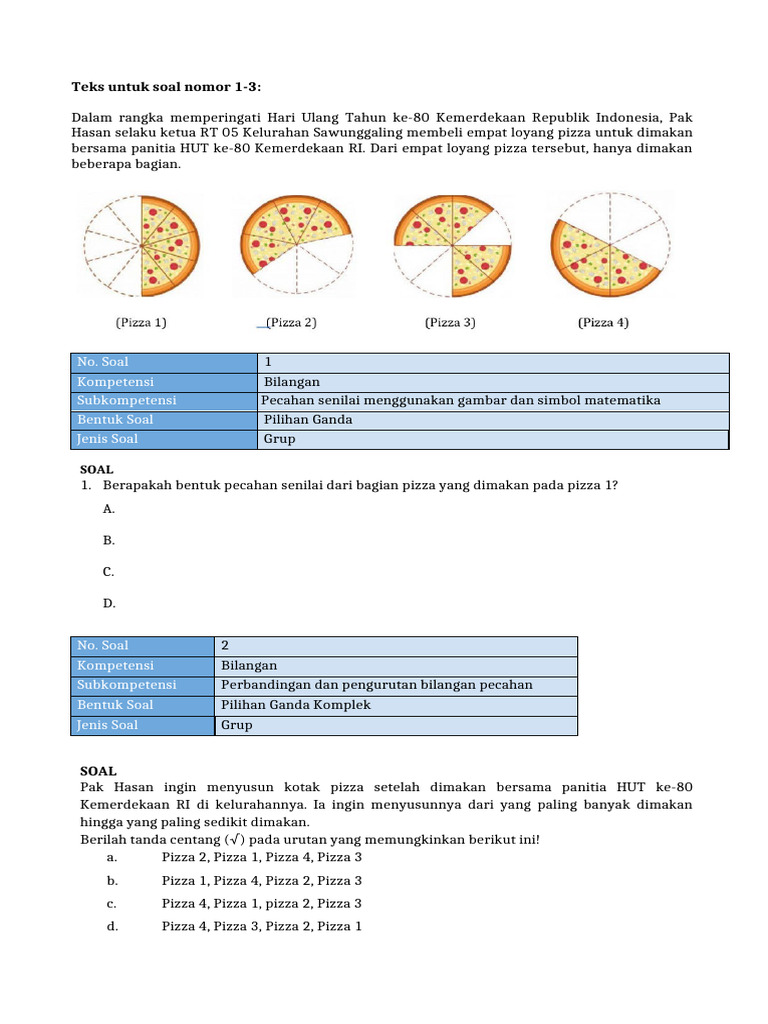 Soal TKA Matematika Kelas 6 SD PDF