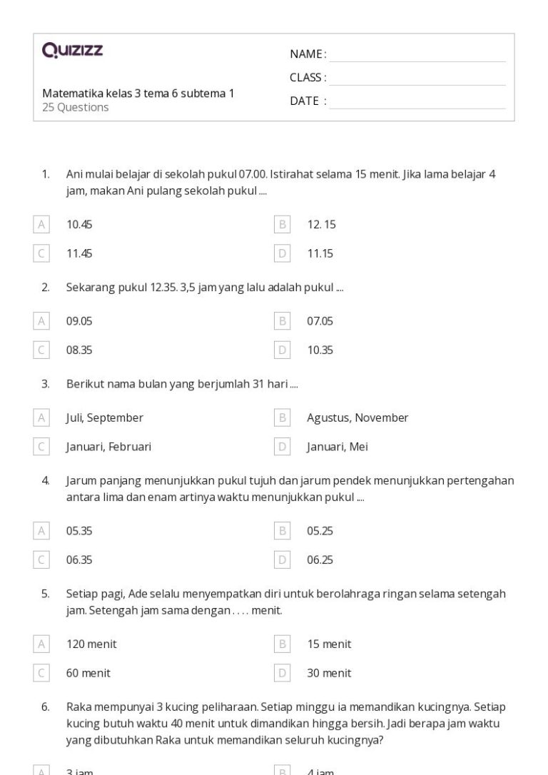 5 Rahasia Cepat Memahami Soal Matematika Kelas 3 Tema 6 Subtema 1 Agar Anak Makin Pintar