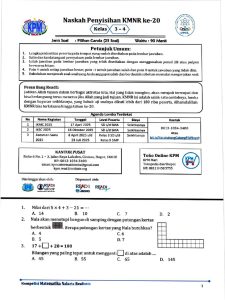 Soal Penyisihan KMNR 20 Kelas 3-4 PDF
