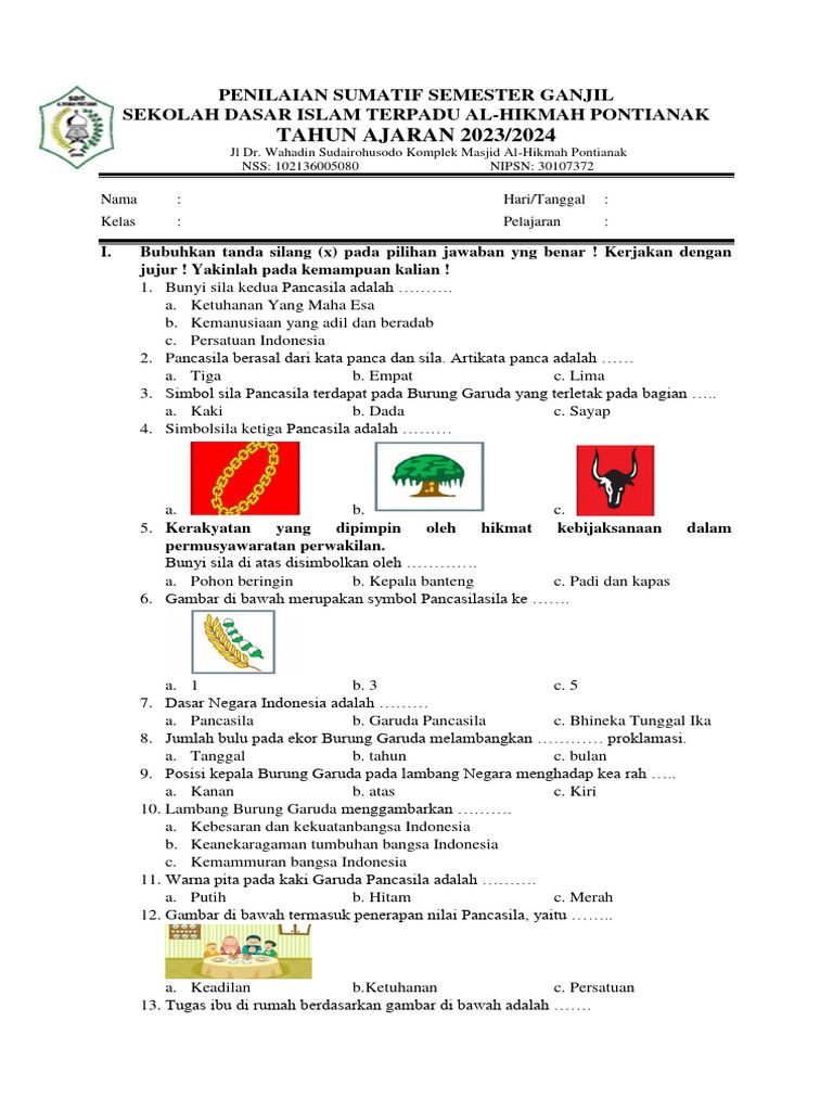 Soal Sem 1 PKN True Kelas 2 Kurikulum Merdeka PDF di 2025 Kurikulum