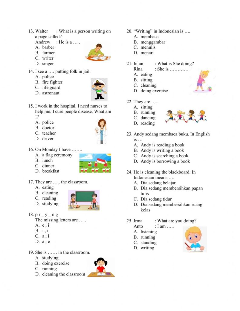soal inggris kelas 3