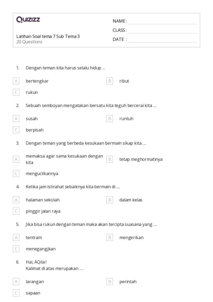 5 Soal Kelas 3 Tema 6 Subtema 3 dan 4 yang Sering Keluar di Sumatif 2026, Wajib Tahu