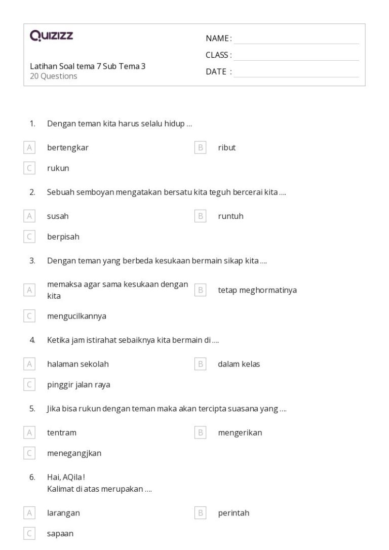 5 Soal Kelas 3 Tema 6 Subtema 3 dan 4 yang Sering Keluar di Sumatif 2026, Wajib Tahu