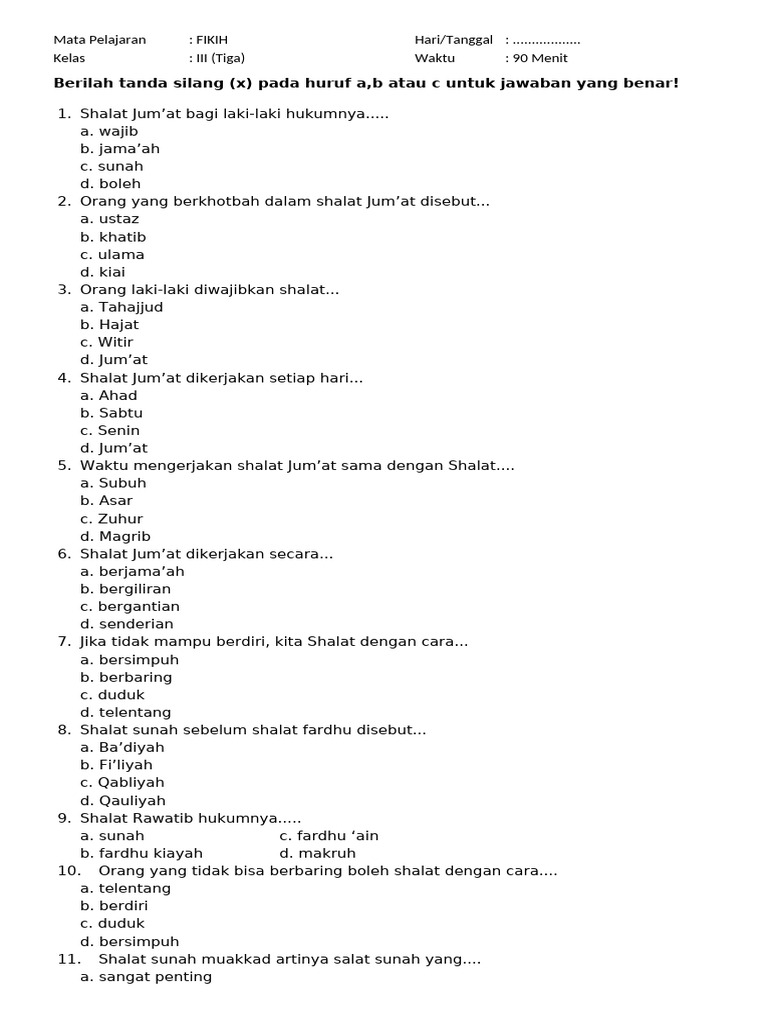 Bocoran Soal Fiqih Kelas 3 Semester 2 Ini Bikin Cepat Paham dan Auto Lulus Ujian 2026