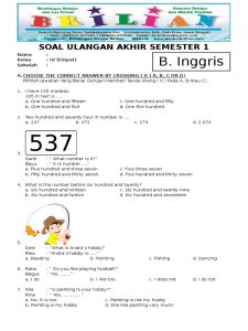 soal kelas 4 bahasa inggris
