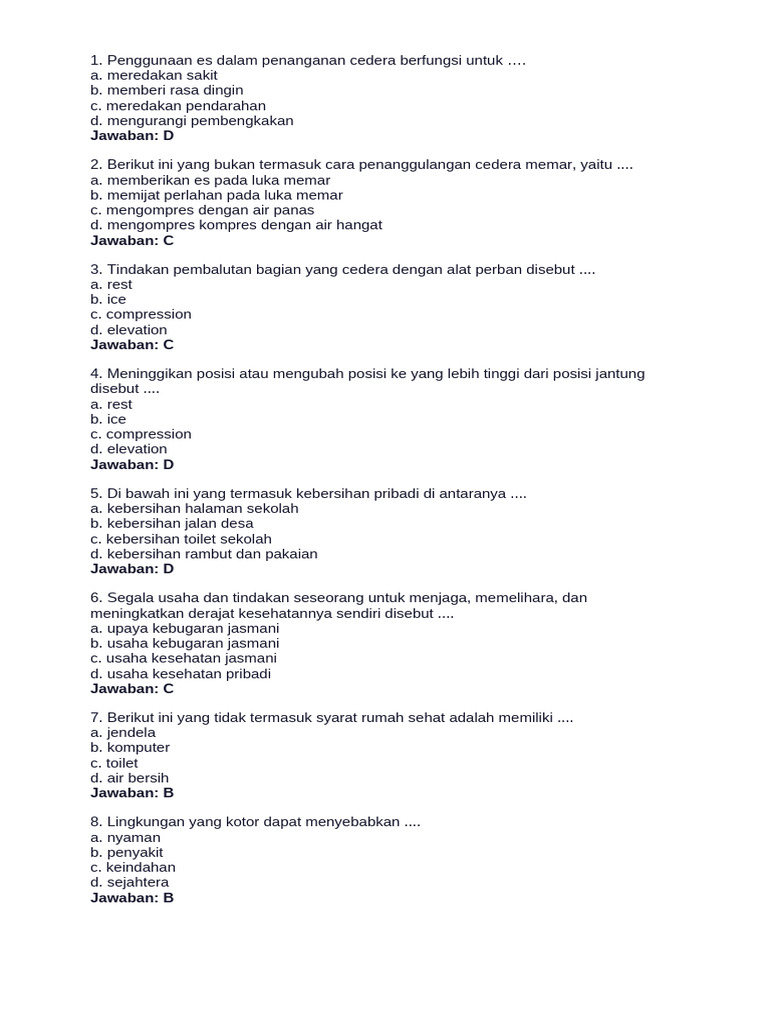 Soal PJOK Kelas 4 Semester 2 Dan Jawaban PDF