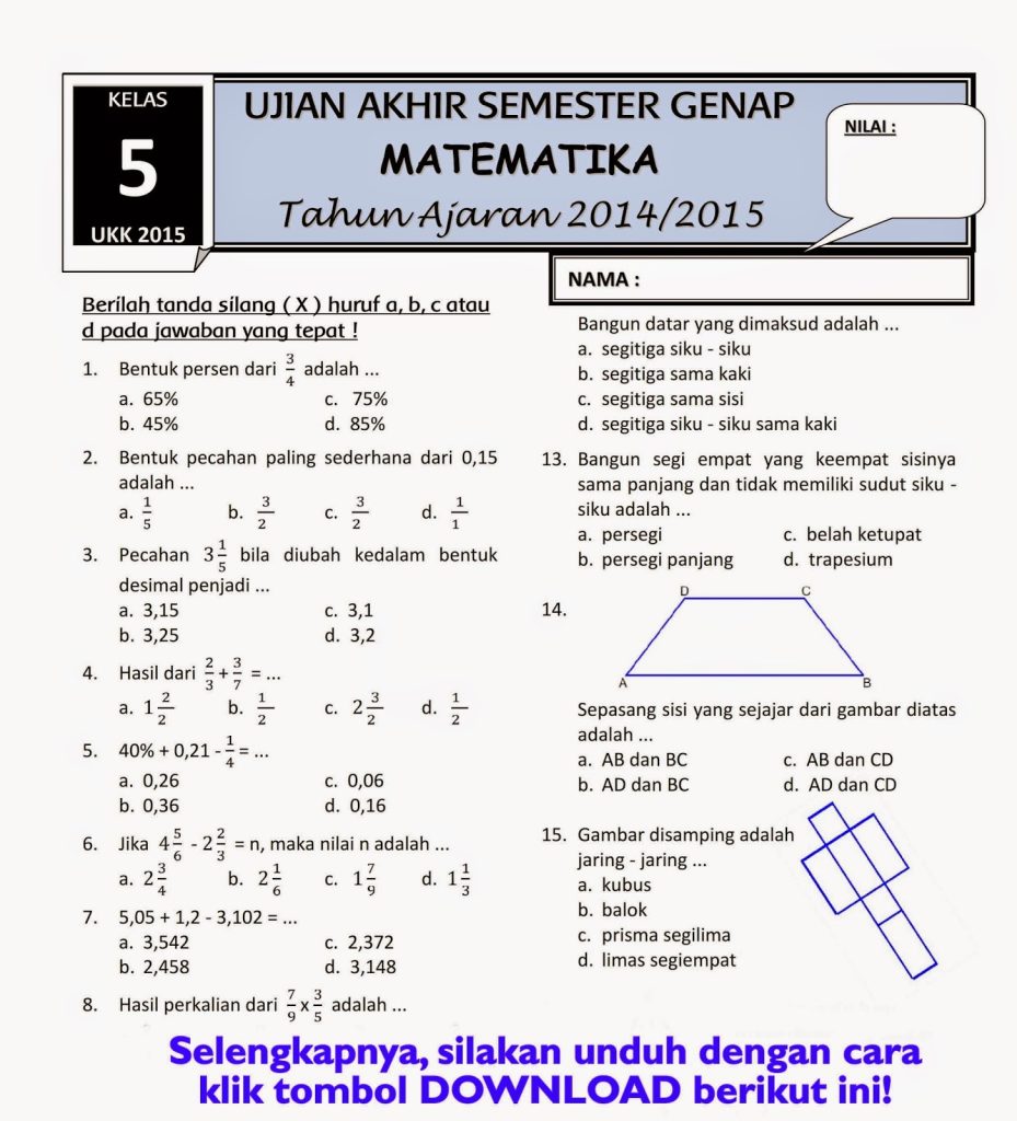 5 Bocoran Soal PTS MTK Kelas 9 Semester 1 dari Portal Edukasi Guru dan Siswa