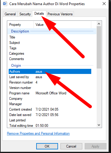 2 Cara Mudah Merubah Nama Author di Microsoft Word - Satutitiknol
