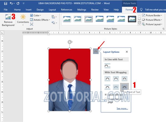 mengubah background foto dengan ms word