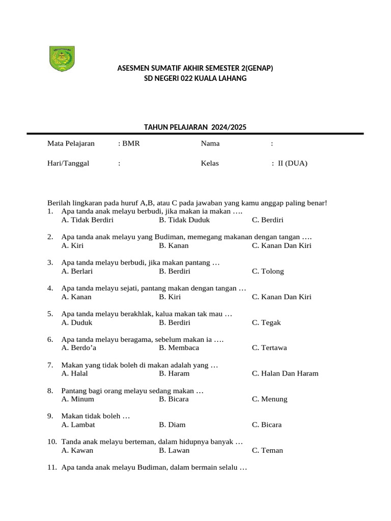 7 Bocoran soal akhir semester genap kelas 2 sd yang wajib kamu pelajari sekarang