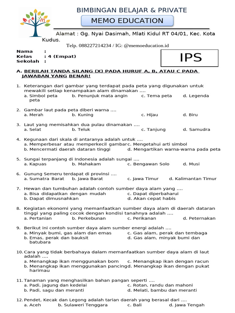 Wajib Tahu Rahasia Cari Soal Pilihan Ganda IPS Kelas 4 SD Lewat Media Sosial Terbaru